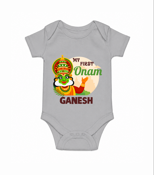 My First Onam Kathakali Romper - GREY - New Born (Chest 14")
