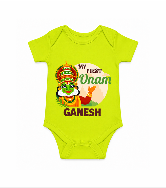 My First Onam Kathakali Romper - LIME GREEN - New Born (Chest 14")