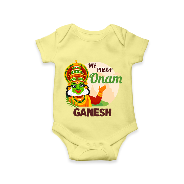 My First Onam Kathakali Romper - PASTEL YELLOW - New Born (Chest 14")