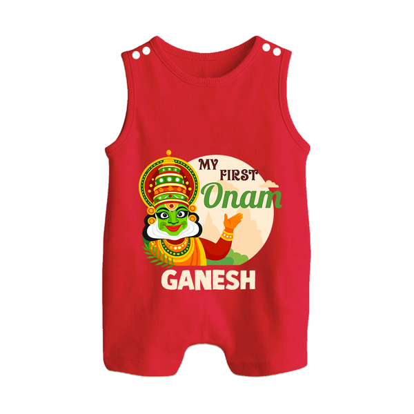 My First Onam Kathakali Button Romper - RED - New Born (Chest 18")
