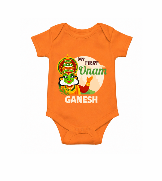 My First Onam Kathakali Romper - ORANGE - New Born (Chest 14")