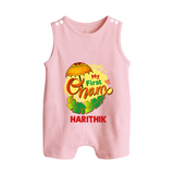  My First Onam Banana Leaf Celebration Button Romper - BABY PINK - New Born (Chest 18")