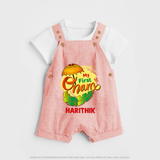  My First Onam Banana Leaf Celebration Dungaree - PEACH - 0 - 5 Months Old (Chest 18")