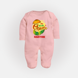  My First Onam Banana Leaf Celebration Full Body Suit - BABY PINK - New Born (Chest 7.5")