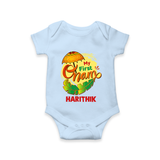  My First Onam Banana Leaf Celebration Romper - BABY BLUE - New Born (Chest 14")