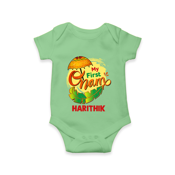  My First Onam Banana Leaf Celebration Romper - GREEN - New Born (Chest 14")