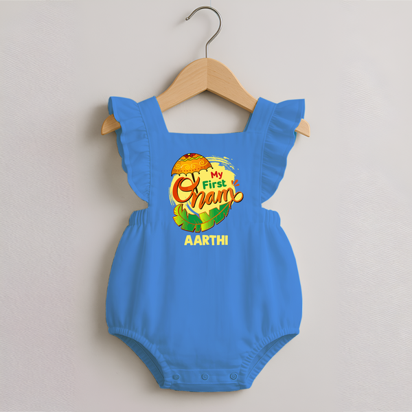 My First Onam Banana Leaf Celebration Romper Frock