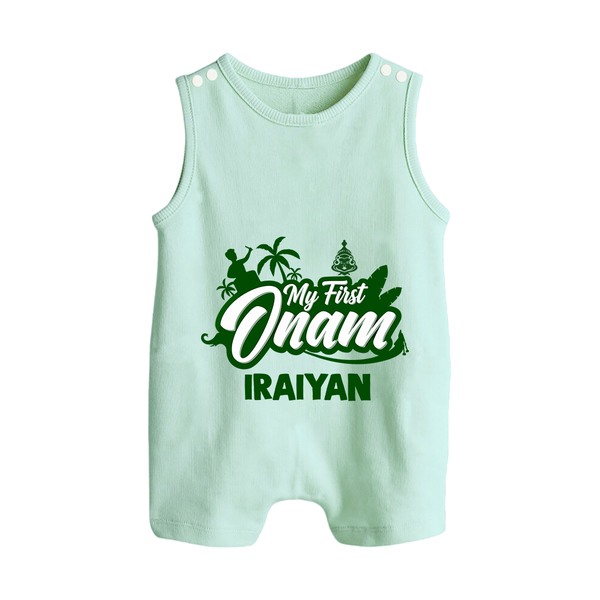 My First Onam Kerala Festive Silhouette Button Romper - MINT GREEN - New Born (Chest 18")