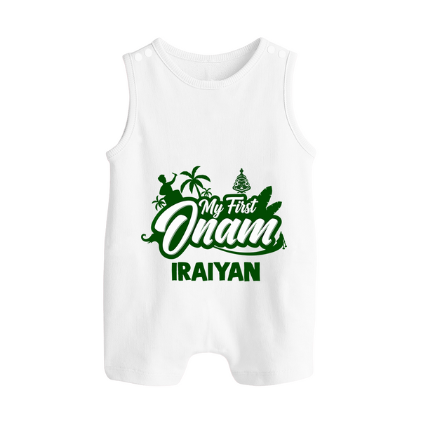 My First Onam Kerala Festive Silhouette Button Romper - WHITE - New Born (Chest 18")