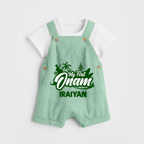 My First Onam Kerala Festive Silhouette Dungaree - MINT GREEN - 0 - 5 Months Old (Chest 18")