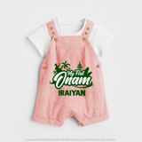 My First Onam Kerala Festive Silhouette Dungaree - PEACH - 0 - 5 Months Old (Chest 18")