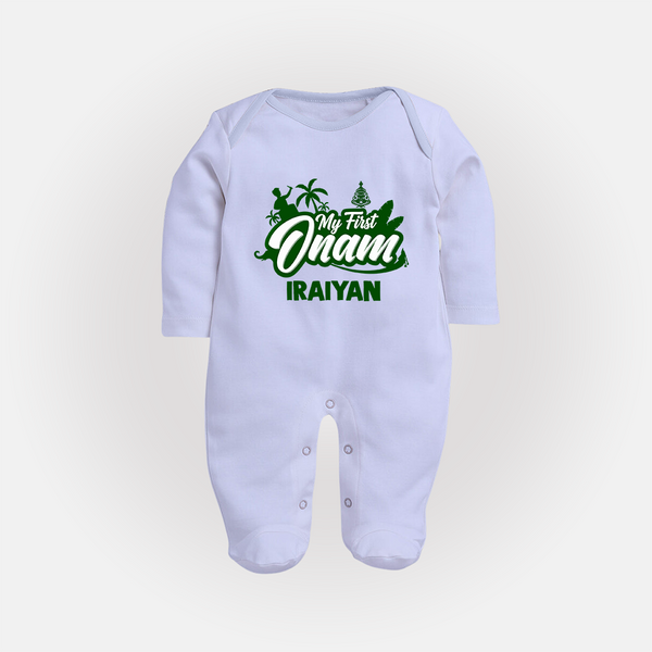 My First Onam Kerala Festive Silhouette Full Body Suit - BABY BLUE - New Born (Chest 7.5")