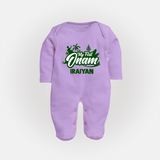 My First Onam Kerala Festive Silhouette Full Body Suit - LILAC - New Born (Chest 7.5")