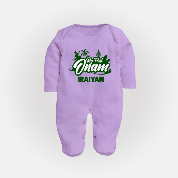 My First Onam Kerala Festive Silhouette Full Body Suit - LILAC - New Born (Chest 7.5")
