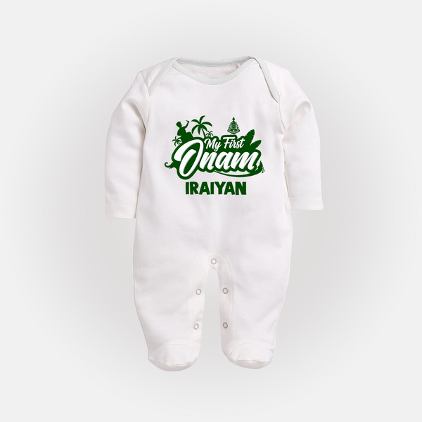 My First Onam Kerala Festive Silhouette Full Body Suit - WHITE - New Born (Chest 7.5")