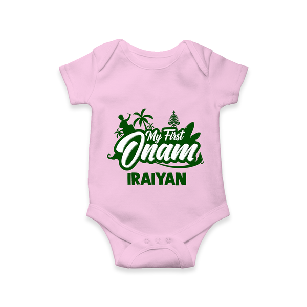 My First Onam Kerala Festive Silhouette Romper - BABY PINK - New Born (Chest 14")