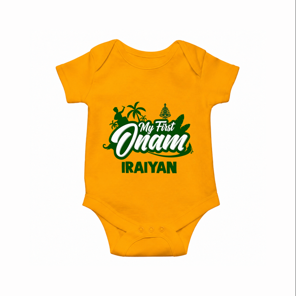 My First Onam Kerala Festive Silhouette Romper - CHROME YELLOW - New Born (Chest 14")