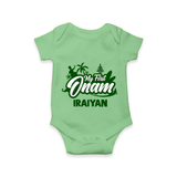 My First Onam Kerala Festive Silhouette Romper - GREEN - New Born (Chest 14")