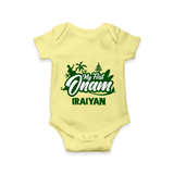 My First Onam Kerala Festive Silhouette Romper - PASTEL YELLOW - New Born (Chest 14")