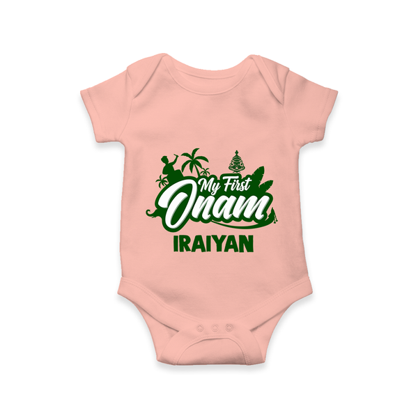 My First Onam Kerala Festive Silhouette Romper - PEACH - New Born (Chest 14")