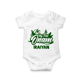 My First Onam Kerala Festive Silhouette Romper - WHITE - New Born (Chest 14")