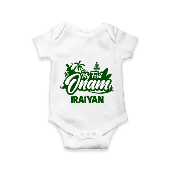 My First Onam Kerala Festive Silhouette Romper - WHITE - New Born (Chest 14")
