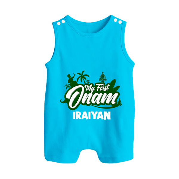 My First Onam Kerala Festive Silhouette Button Romper - SKY BLUE - New Born (Chest 18")
