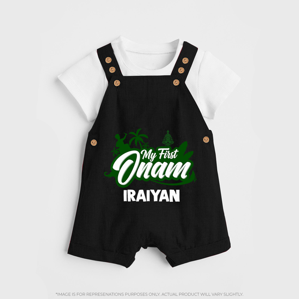 My First Onam Kerala Festive Silhouette Dungaree - BLACK - 0 - 5 Months Old (Chest 18")