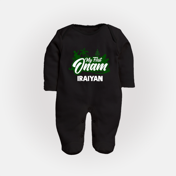 My First Onam Kerala Festive Silhouette Full Body Suit - BLACK - New Born (Chest 7.5")