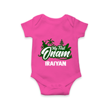 My First Onam Kerala Festive Silhouette Romper - HOT PINK - New Born (Chest 14")