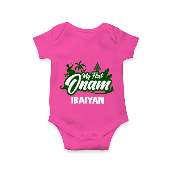 My First Onam Kerala Festive Silhouette Romper - HOT PINK - New Born (Chest 14")