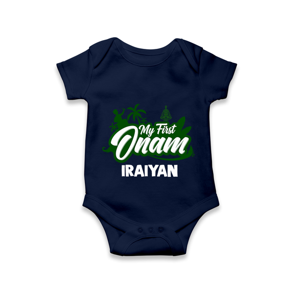 My First Onam Kerala Festive Silhouette Romper - NAVY BLUE - New Born (Chest 14")