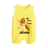 My First Onam Mahabali Button Romper - PASTEL YELLOW - New Born (Chest 18")