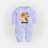 My First Onam Mahabali Full Body Suit - BABY BLUE - New Born (Chest 7.5")
