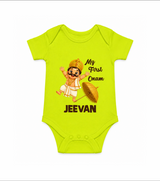 My First Onam Mahabali Romper - LIME GREEN - New Born (Chest 14")