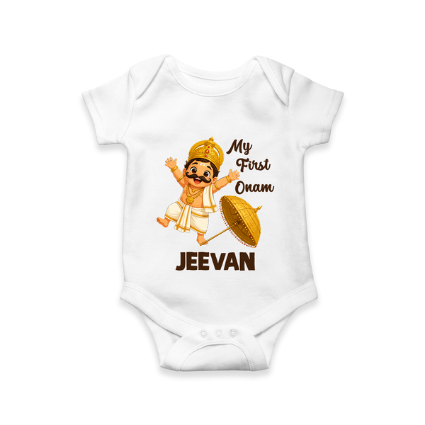 My First Onam Mahabali Romper - WHITE - New Born (Chest 14")