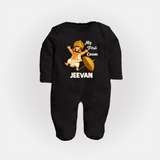 My First Onam Mahabali Full Body Suit - BLACK - New Born (Chest 7.5")