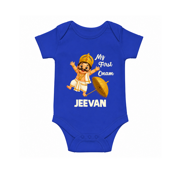 My First Onam Mahabali Romper - COBALT BLUE - New Born (Chest 14")