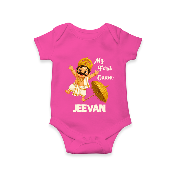 My First Onam Mahabali Romper - HOT PINK - New Born (Chest 14")