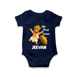 My First Onam Mahabali Romper - NAVY BLUE - New Born (Chest 14")