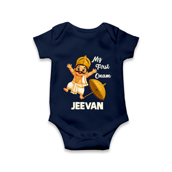 My First Onam Mahabali Romper - NAVY BLUE - New Born (Chest 14")