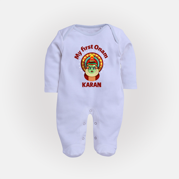 My First Onam Kathakali Classic Full Body Suit - BABY BLUE - New Born (Chest 7.5")