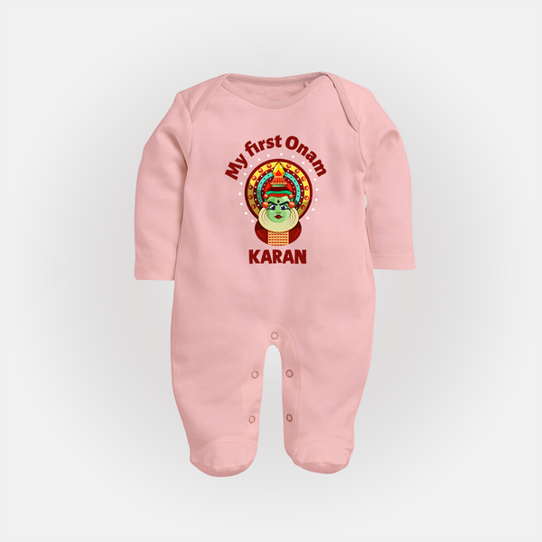 My First Onam Kathakali Classic Full Body Suit - BABY PINK - New Born (Chest 7.5")