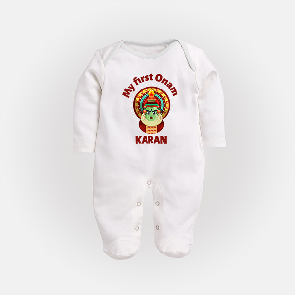 My First Onam Kathakali Classic Full Body Suit - WHITE - New Born (Chest 7.5")