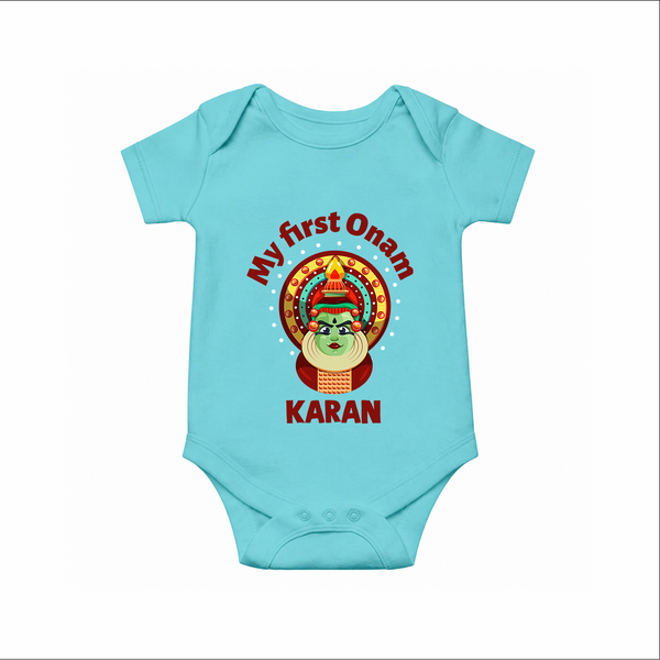 My First Onam Kathakali Classic Romper - ARCTIC BLUE - New Born (Chest 14")