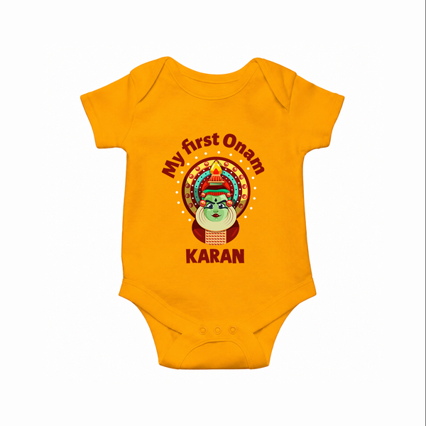 My First Onam Kathakali Classic Romper - CHROME YELLOW - New Born (Chest 14")
