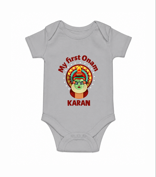 My First Onam Kathakali Classic Romper - GREY - New Born (Chest 14")
