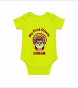 My First Onam Kathakali Classic Romper - LIME GREEN - New Born (Chest 14")