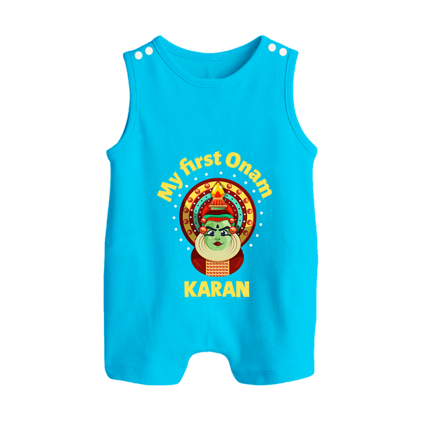 My First Onam Kathakali Classic Button Romper - SKY BLUE - New Born (Chest 18")