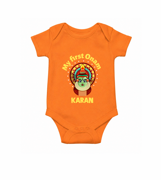 My First Onam Kathakali Classic Romper - ORANGE - New Born (Chest 14")